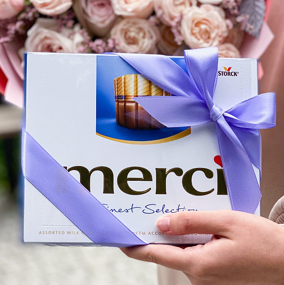 Конфеты MERCI ассорти из молочного шоколада 250г